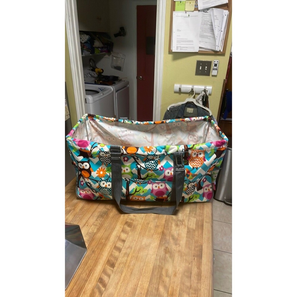 N.Gil Owl print large canvas collapsible tote bag